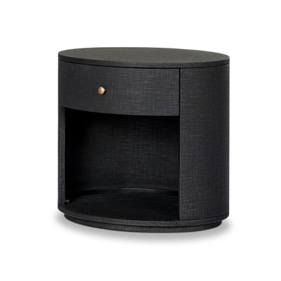 Four Hands Amelia Oval One Drawer Nightstand - Black Linen