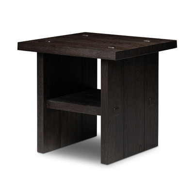 Four Hands Zeno End Table - Smoked Black Oak