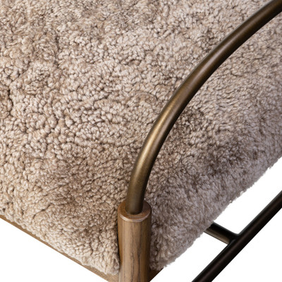 Amber Lewis x Four Hands Demi Accent Bench 60" - Beige Shearling