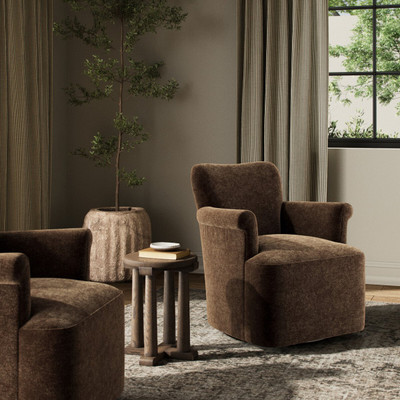 Amber Lewis x Four Hands Camellia Swivel Chair - Altair Mushroom