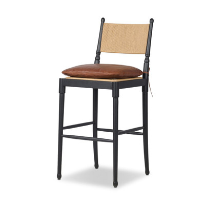 Amber Lewis x Four Hands Fayth Bar Stool with Cushion - Dulane Mahogany 1