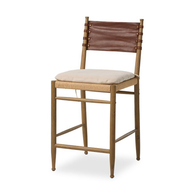 Amber Lewis x Four Hands Brielle Stool w/ Cushion - Broadway Dune - Counter