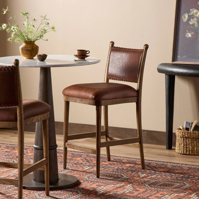 Amber Lewis x Four Hands Bella Counter Stool - Dulane Mahogany