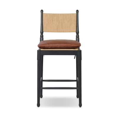 Amber Lewis x Four Hands Fayth Stool with Cushion - Dulane Mahogany