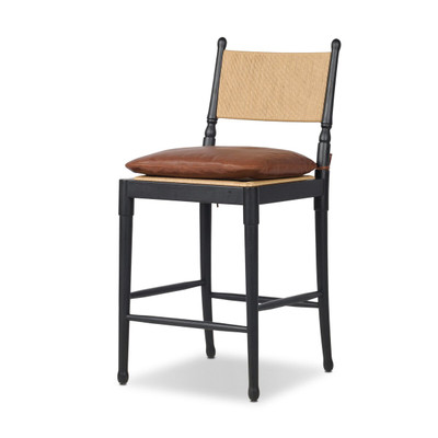 Amber Lewis x Four Hands Fayth Stool with Cushion - Dulane Mahogany