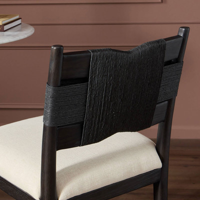 Amber Lewis x Four Hands Tova Stool - Bergamo Parchment - Counter - Distressed Black Oak