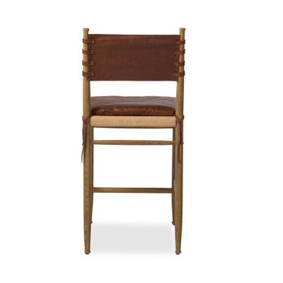 Amber Lewis x Four Hands Brielle Stool w/ Cushion - Dulane Mahogany - Counter