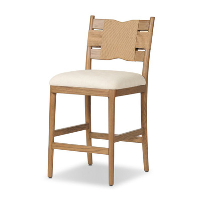 Amber Lewis x Four Hands Tova Stool - Bergamo Parchment - Counter - Light Buff Oak