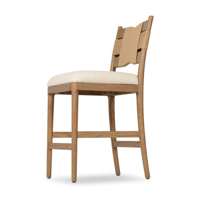 Amber Lewis x Four Hands Tova Stool - Bergamo Parchment - Counter - Light Buff Oak