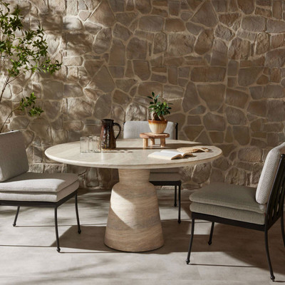 Amber Lewis x Four Hands Marsh Outdoor Dining Table - 55'' - Textured Sandy Grey