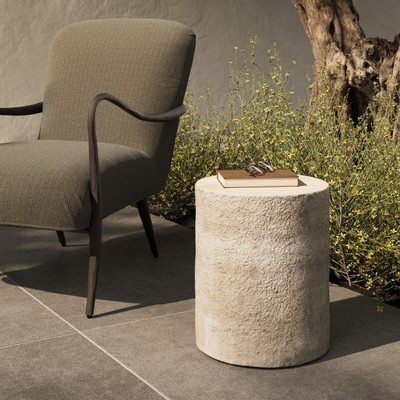 Amber Lewis x Four Hands Ettis Outdoor End Table - Veined Ivory