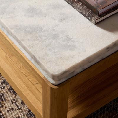 Amber Lewis x Four Hands Roberta Coffee Table - Sandblasted White Marble