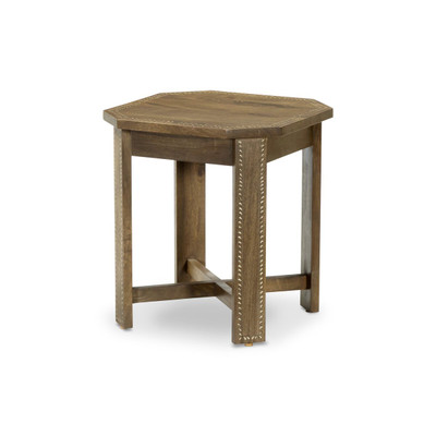 Amber Lewis x Four Hands Cantu End Table - Washed Taupe Mango Bone Inlay