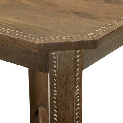 Amber Lewis x Four Hands Cantu End Table - Washed Taupe Mango Bone Inlay