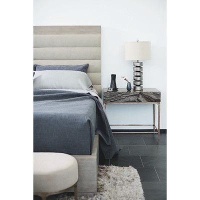 Bernhardt Linea Upholstered Queen Panel Bed with Wooden Footboard and Side Rails