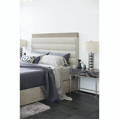 Bernhardt Linea Upholstered King Panel Bed with Wooden Footboard and Side Rails