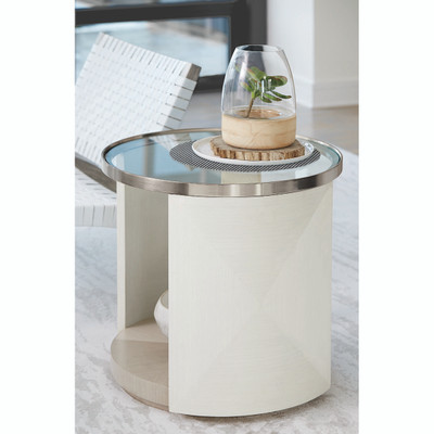 Bernhardt Axiom Round Glass Top Chairside Table