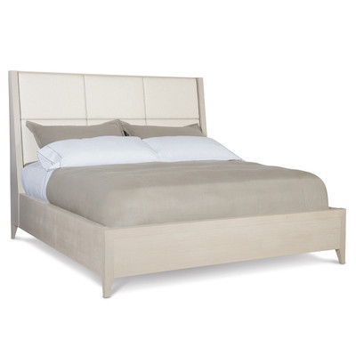 Bernhardt Axiom Queen Upholstered Panel Bed with Wooden Footboard and Side Rails