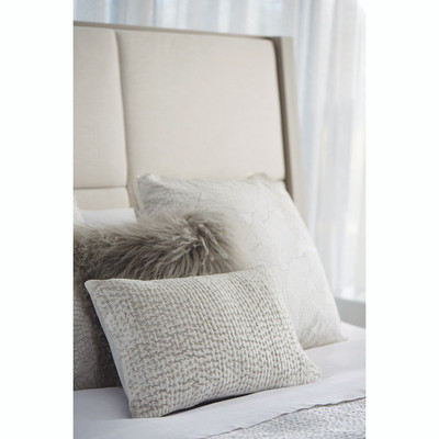 Bernhardt Axiom Queen Upholstered Panel Bed with Wooden Footboard and Side Rails