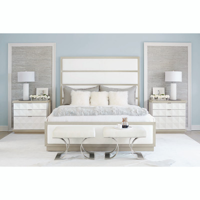 Bernhardt Axiom King Panel Bed with Inset Upholstered Panels