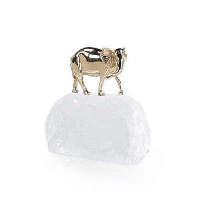 John Richard Brass Elephant Sculpture on Selenite I