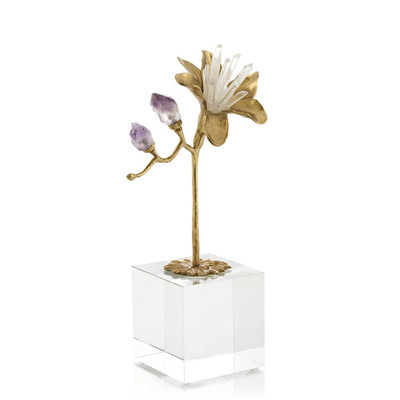 John Richard Embellished Blossom Sculpture on Crystal - Large
