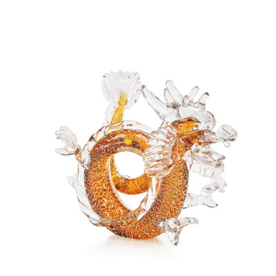 John Richard Glass Dragon Sculpture - Small Amber