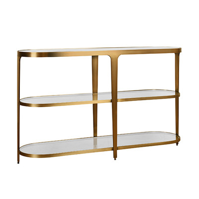 Worlds Away Addison Console Table - Antique Brass