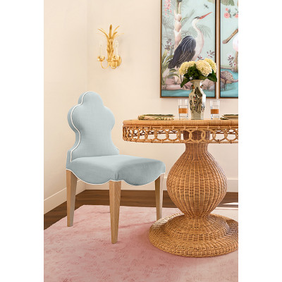 Worlds Away Adelaide Dining Chair - Light Blue Linen