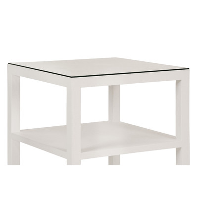 Worlds Away Amie Side Table - Textured White Linen