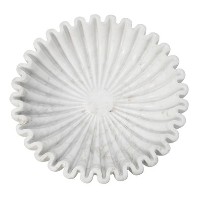 Worlds Away Augie White Marble Bowl