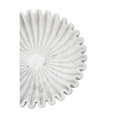 Worlds Away Augie White Marble Bowl