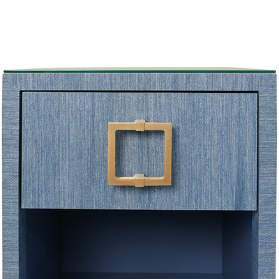 Worlds Away Blair Side Table - Blue Dyed Grasscloth