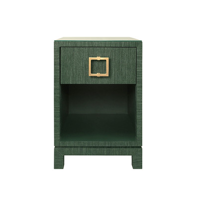 Worlds Away Blair Side Table - Green Dyed Grasscloth