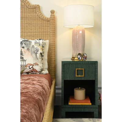 Worlds Away Blair Side Table - Green Dyed Grasscloth