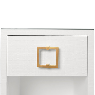 Worlds Away Blair Side Table - White Textured Linen