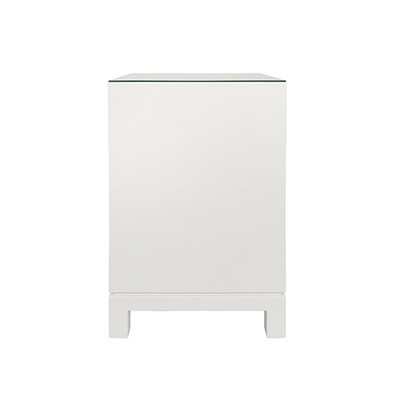 Worlds Away Blair Side Table - White Textured Linen