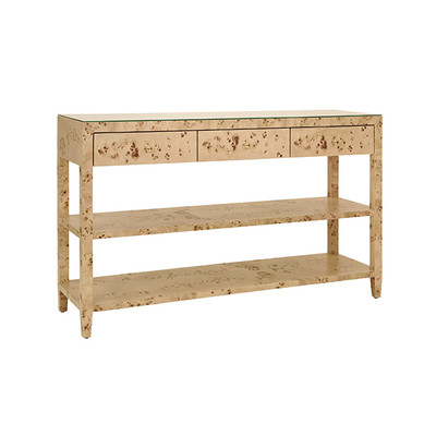 Worlds Away Briar Console Table - Burl Wood
