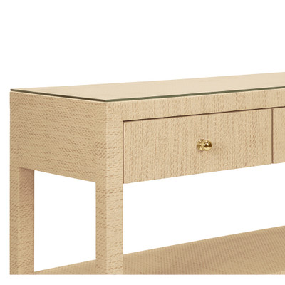 Worlds Away Briar Console Table - Natural Grasscloth