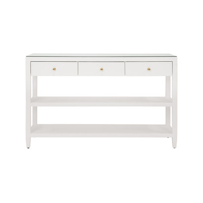 Worlds Away Briar Console Table - White Textured Linen