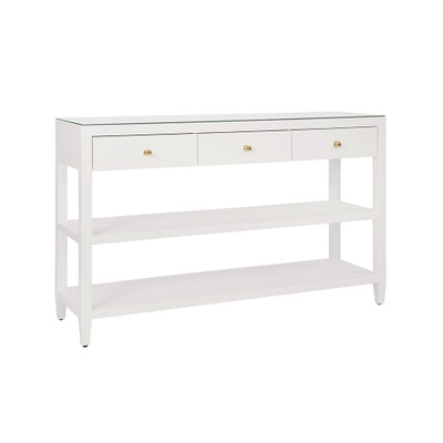 Worlds Away Briar Console Table - White Textured Linen