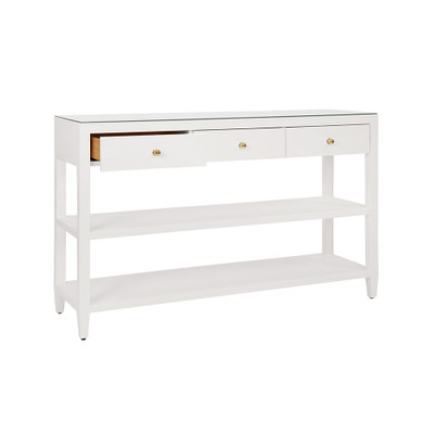 Worlds Away Briar Console Table - White Textured Linen