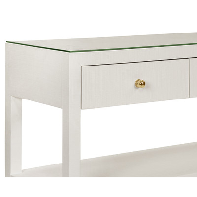 Worlds Away Briar Console Table - White Textured Linen
