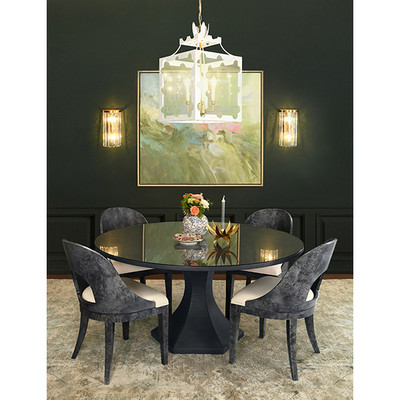 Worlds Away Bryce Dining Table - Navy Textured Linen