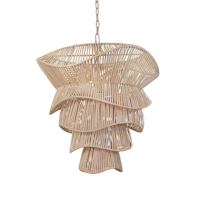 Worlds Away Cambry Chandelier - Bleached Rattan