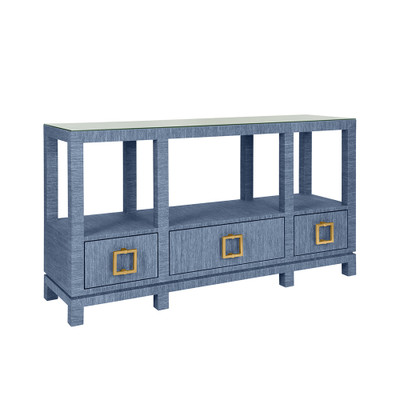 Worlds Away Campbell Console Table - Dyed Blue Grasscloth