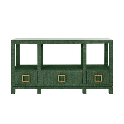 Worlds Away Campbell Console Table - Dyed Green Grasscloth