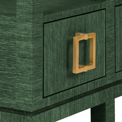Worlds Away Campbell Console Table - Dyed Green Grasscloth