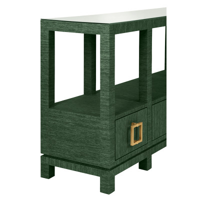 Worlds Away Campbell Console Table - Dyed Green Grasscloth