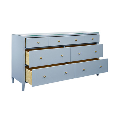 Worlds Away Carnegie Chest - Textured Light Blue Linen